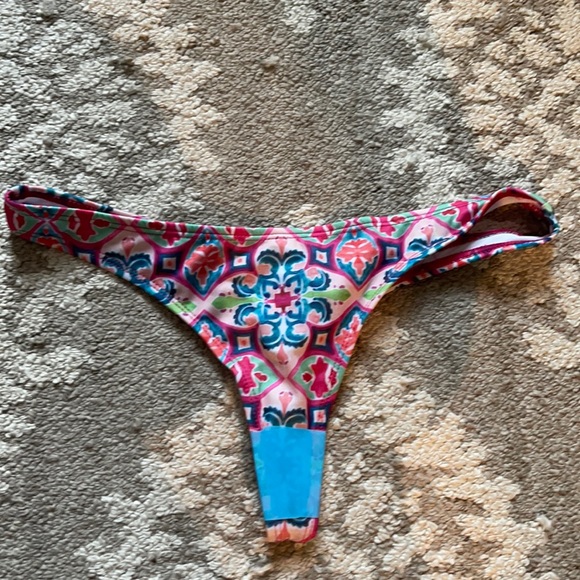 ASOS Pink Mosaic Thong Bikini Bottom - Picture 1 of 4